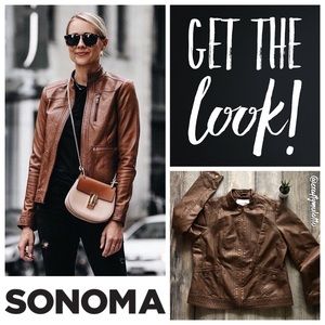 NWOT Chestnut Scuba Fit Faux Leather Moto Jacket